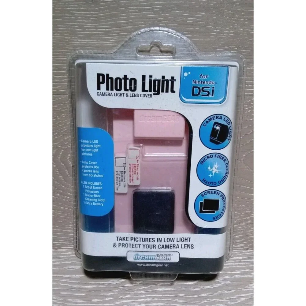Dream Gear Pink Photo Light - Camera Light & Lens Cover Kit for Nintendo DSI